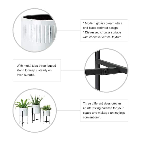 Glitzhome® Whitewashed Metal Plant Stand Set